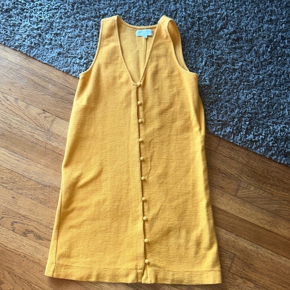 Madewell Texture & Thread Tank Dress Size XS Button Front Goldenrod - Picture 3 of 13